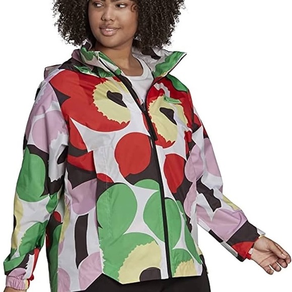 Adidas Marimekko windbreaker, never worn. Features removable hood. Size S - Picture 4 of 6